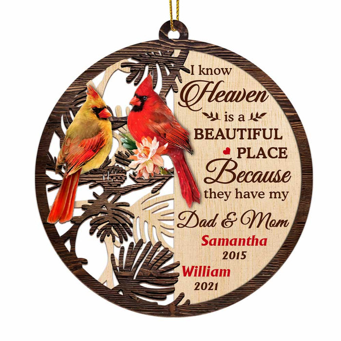 Personalized Memo Cardinal Heaven Is A Beautiful Place Ornament NB193 32O47 1
