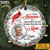 Personalized Heaven Is A Beautiful Place Memo Cardinal Photo Circle Ornament NB213 23O53 thumb 1