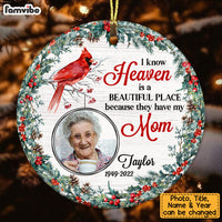 Personalized Heaven Is A Beautiful Place Memo Cardinal Photo Circle Ornament NB213 23O53 thumb 1