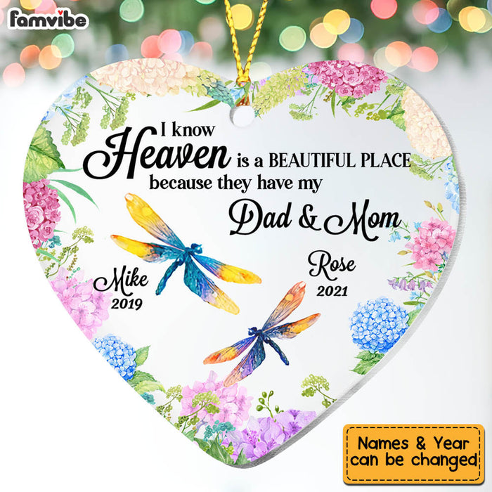 Personalized Memo Dragonfly Heaven Is A Beautiful Place Ornament Heart Ornament NB213 32O58 1