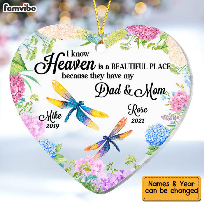 Personalized Memo Dragonfly Heaven Is A Beautiful Place Ornament Heart Ornament NB213 32O58 1