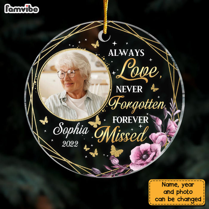 Personalized Memo Photo Always Loved Never Forgotten Forever Missed Circle Ornament NB233 23O28 1