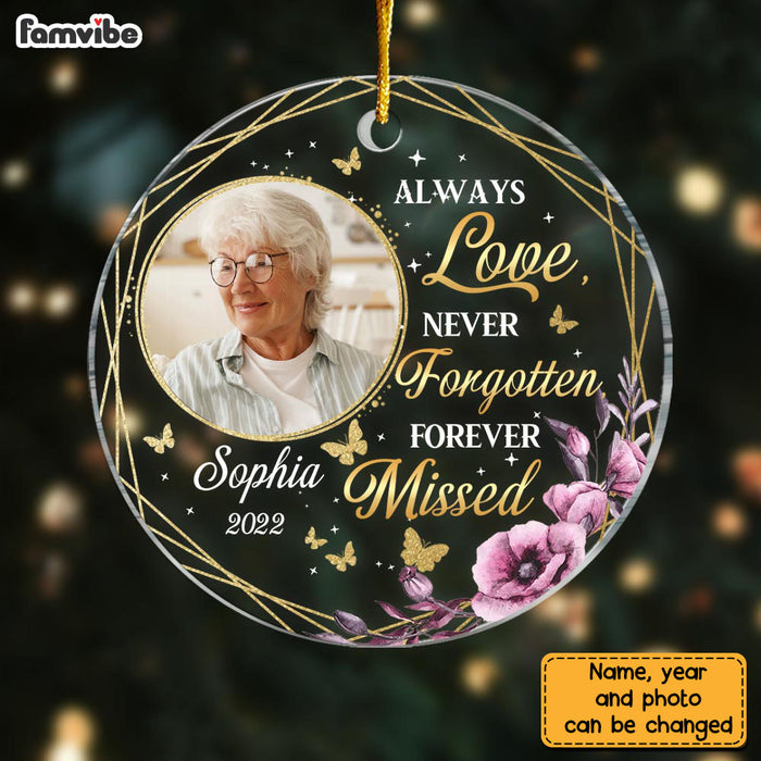 Personalized Memo Photo Always Loved Never Forgotten Forever Missed Circle Ornament NB233 23O28 1