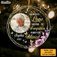 Personalized Memo Photo Always Loved Never Forgotten Forever Missed Circle Ornament NB233 23O28 thumb 1