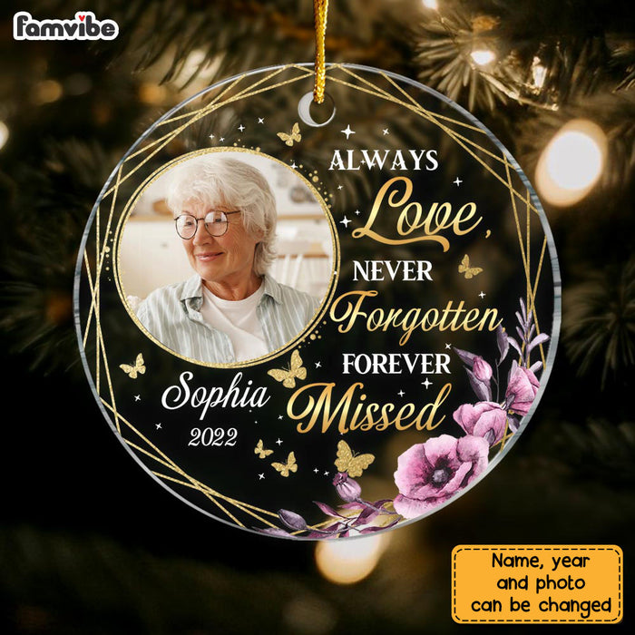 Personalized Memo Photo Always Loved Never Forgotten Forever Missed Circle Ornament NB233 23O28 1