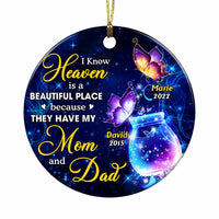 Personalized Memo Heaven Is A Beautiful Place Butterfly Circle Ornament NB186 30O47 thumb 1