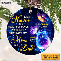 Personalized Memo Heaven Is A Beautiful Place Butterfly Circle Ornament NB186 30O47 thumb 1