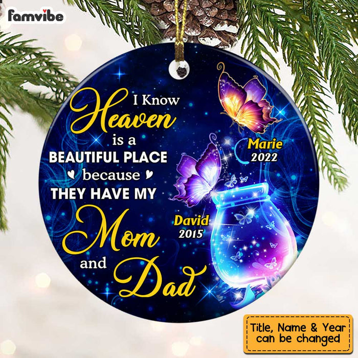 Personalized Memo Heaven Is A Beautiful Place Butterfly Circle Ornament NB186 30O47 1