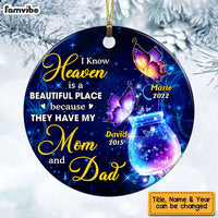 Personalized Memo Heaven Is A Beautiful Place Butterfly Circle Ornament NB186 30O47 thumb 1