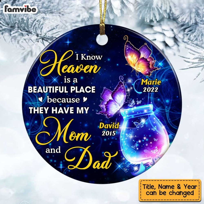 Personalized Memo Heaven Is A Beautiful Place Butterfly Circle Ornament NB186 30O47 1