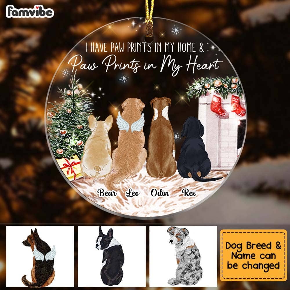 Personalized Dog Memo Paw Prints In My Heart Circle Ornament NB183 30O58 Primary Mockup