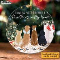 Personalized Dog Memo Paw Prints In My Heart Circle Ornament NB183 30O58 thumb 1