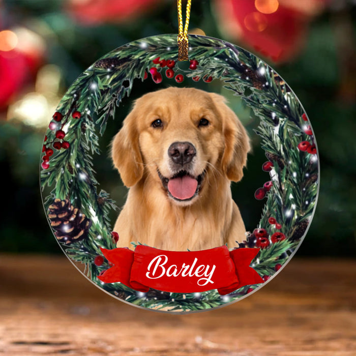 Personalized Dog Photo Christmas Circle Ornament NB191 85O58 1