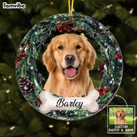Personalized Dog Photo Christmas Circle Ornament NB191 85O58 thumb 1