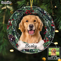 Personalized Dog Photo Christmas Circle Ornament NB191 85O58 thumb 1