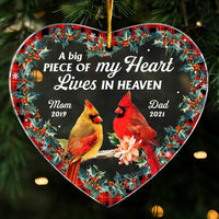 Personalized A Big Piece Of My Heart Lives In Heaven Memorial Mom Dad Heart Ornament NB191 58O47 thumb 1