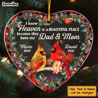 Personalized A Big Piece Of My Heart Lives In Heaven Memorial Mom Dad Heart Ornament NB191 58O47 thumb 1
