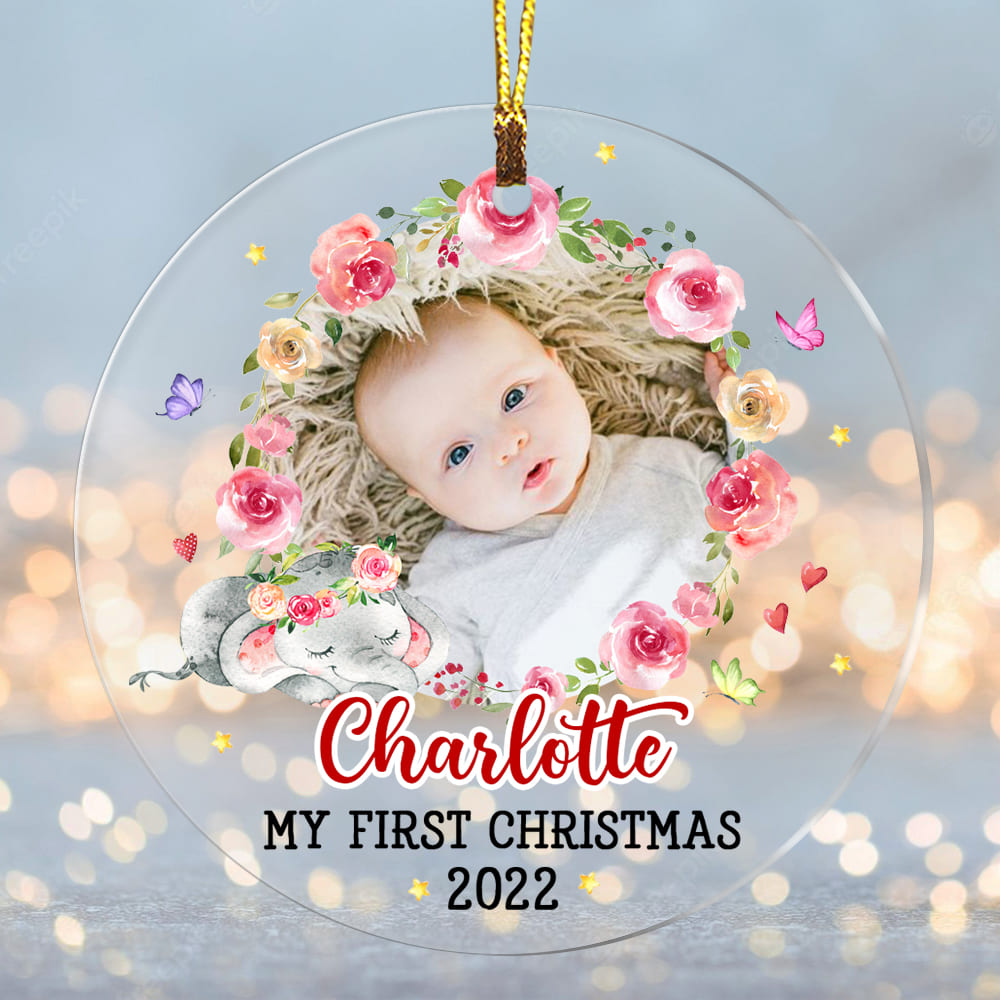 Personalized Baby First Christmas Circle Ornament NB194 30O53 Primary Mockup