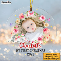 Personalized Baby First Christmas Circle Ornament NB194 30O53 thumb 1