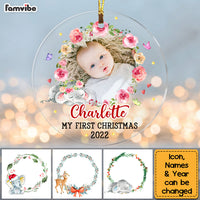 Personalized Baby First Christmas Circle Ornament NB194 30O53 thumb 1
