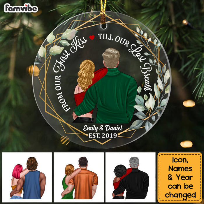 Personalized From Our First Kiss Couple Christmas Circle Ornament NB195 23O53 1