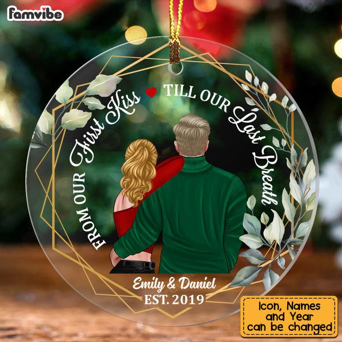 Personalized From Our First Kiss Couple Christmas Circle Ornament NB195 23O53 1