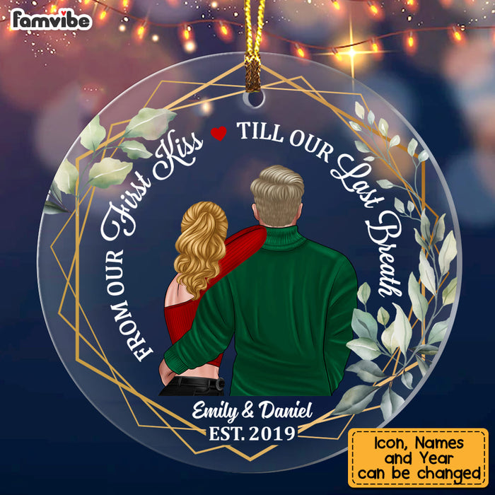 Personalized From Our First Kiss Couple Christmas Circle Ornament NB195 23O53 1
