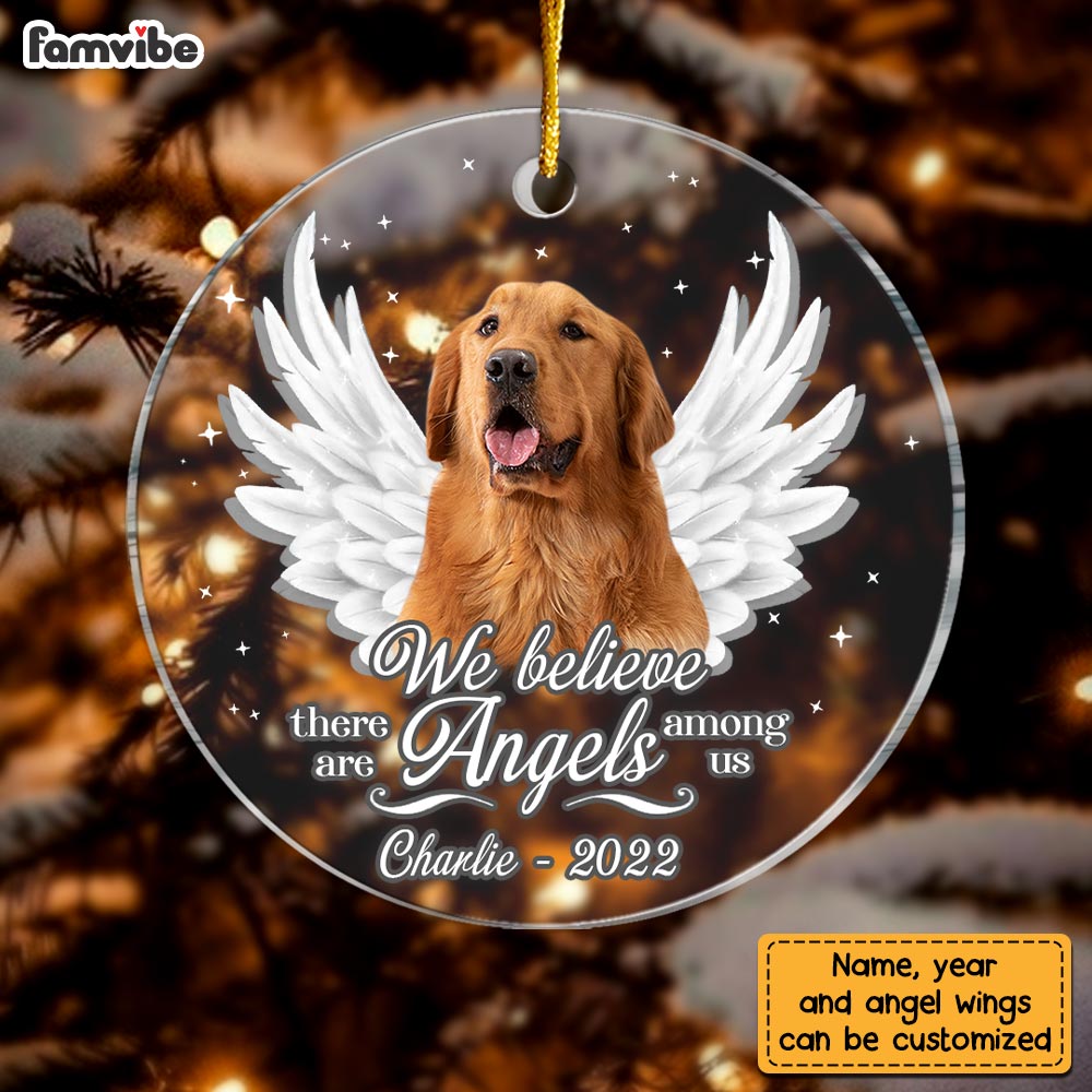 Personalized Dog Memo We Believe There Are Angels Among Us Circle Ornament NB192 32O28 Primary Mockup