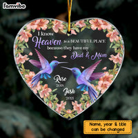 Personalized Heaven Is A Beautiful Place Memo Hummingbird Heart Ornament NB214 23O73 thumb 1