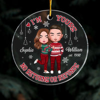 Personalized Couple I'm Yours  No Returns Or Refunds Circle Ornament NB221 32O28 thumb 1