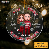 Personalized Couple I'm Yours  No Returns Or Refunds Circle Ornament NB221 32O28 thumb 1