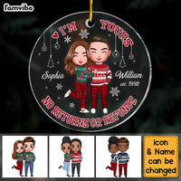 Personalized Couple I'm Yours  No Returns Or Refunds Circle Ornament NB221 32O28 thumb 1
