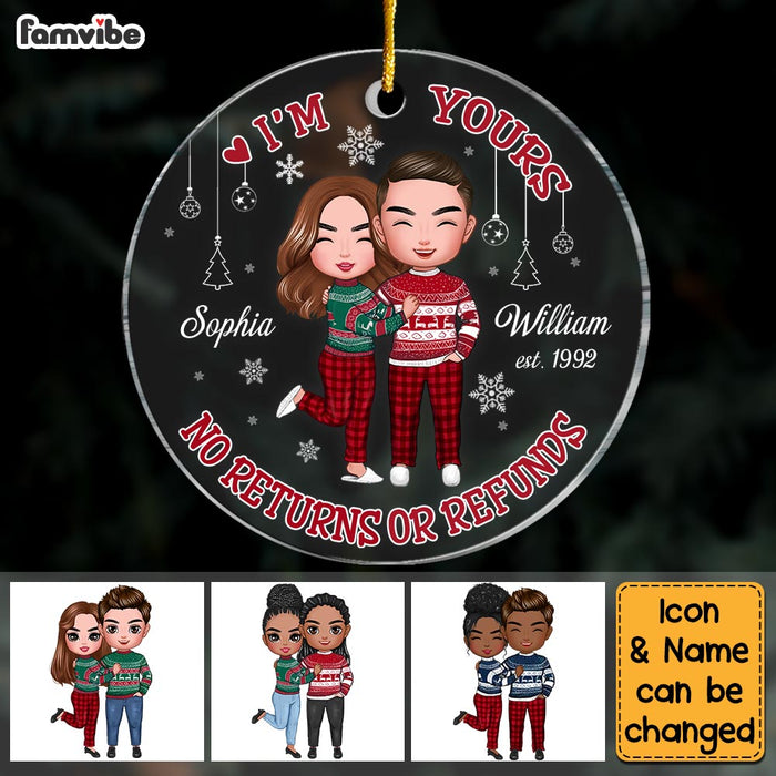 Personalized Couple I'm Yours  No Returns Or Refunds Circle Ornament NB221 32O28 1
