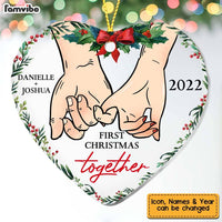 Personalized Couple Holding Hands First Christmas Together Heart Ornament NB231 23O58 thumb 1