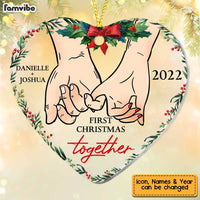 Personalized Couple Holding Hands First Christmas Together Heart Ornament NB231 23O58 thumb 1