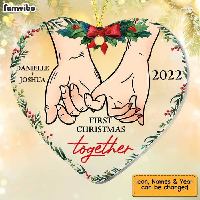 Personalized Couple Holding Hands First Christmas Together Heart Ornament NB231 23O58 1