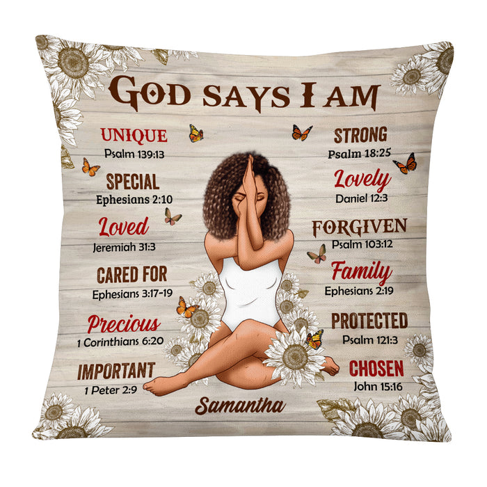 Personalized God Says I Am Sunflowers Pillow NB226 32O53 1
