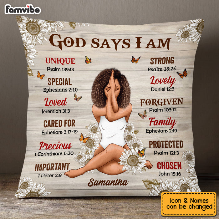 Personalized God Says I Am Sunflowers Pillow NB226 32O53 1