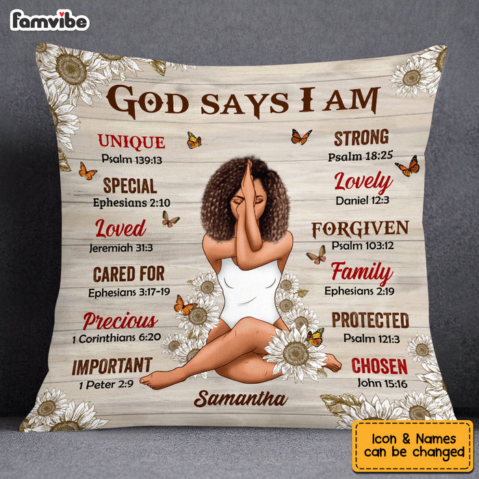 Personalized God Says I Am Sunflowers Pillow NB226 32O53 1