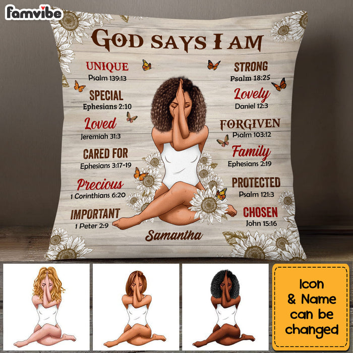 Personalized God Says I Am Sunflowers Pillow NB226 32O53 1
