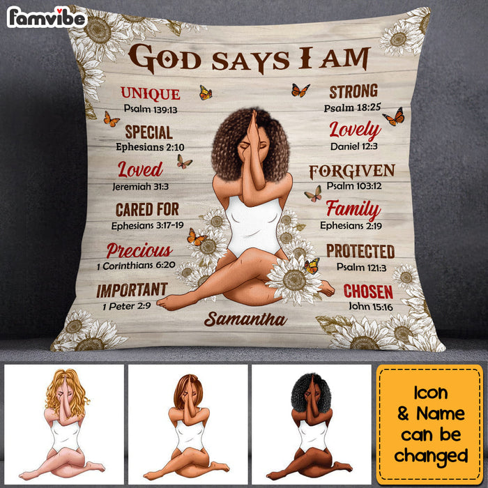 Personalized God Says I Am Sunflowers Pillow NB226 32O53 1