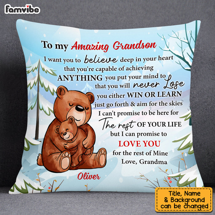 Personalized To My Grandson Bear From Grandma Pillow NB234 36O53 1