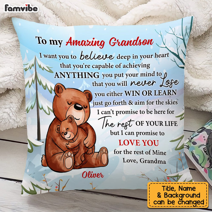 Personalized To My Grandson Bear From Grandma Pillow NB234 36O53 1
