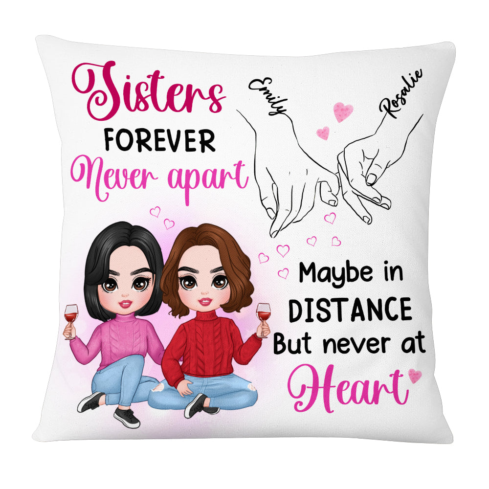Personalized Sisters Forever Never Apart Friends Pillow NB263 32O53 Primary Mockup
