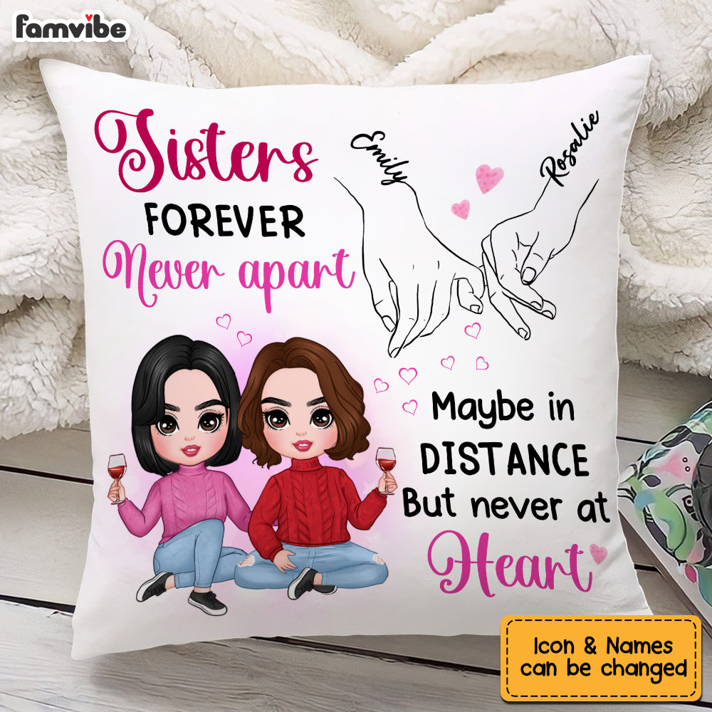 Personalized Sisters Forever Never Apart Friends Pillow NB263 32O53 Primary Mockup