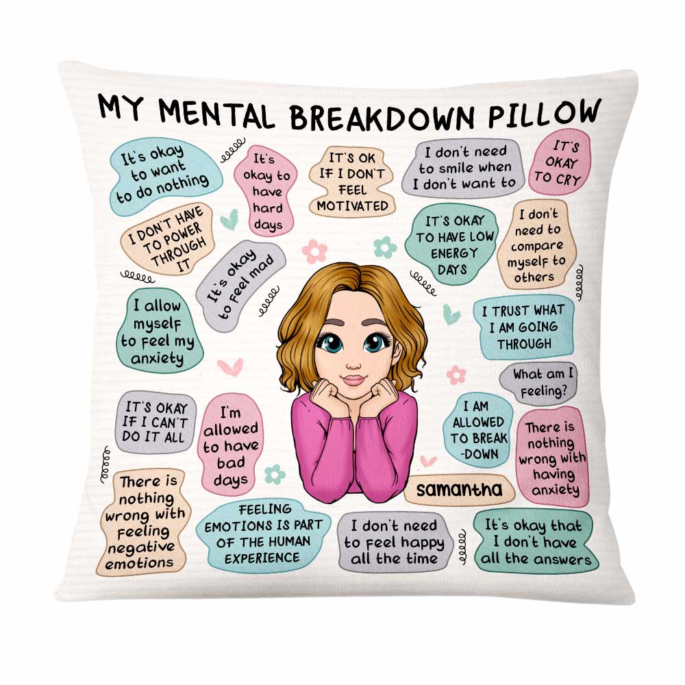 Personalized Mental Health Breakdown Affirmations Pillow NB233 58O47 Primary Mockup