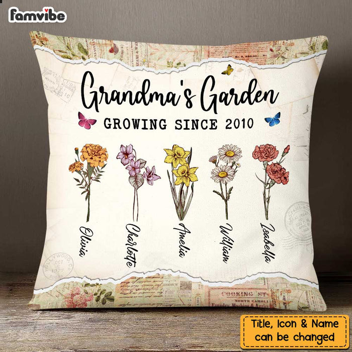 Personalized Grandma's Garden Pillow NB241 30O47 1