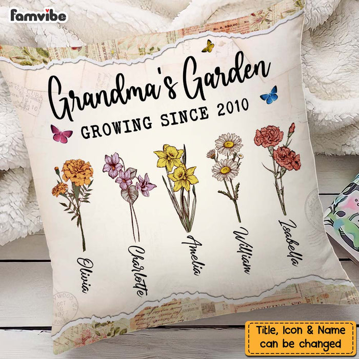 Personalized Grandma's Garden Pillow NB241 30O47 1