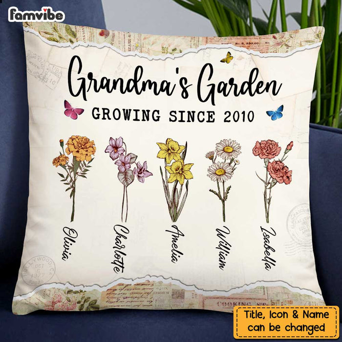 Personalized Grandma's Garden Pillow NB241 30O47 1