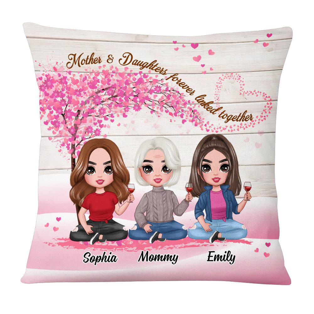 Personalized Mother Daughter Forever Linked Together Pillow NB242 30O53 Primary Mockup